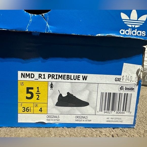 NEW WITH BOX! Adidas NMD R1 Primeblue All Black Womens Shoes size 5.5 - Picture 2 of 14